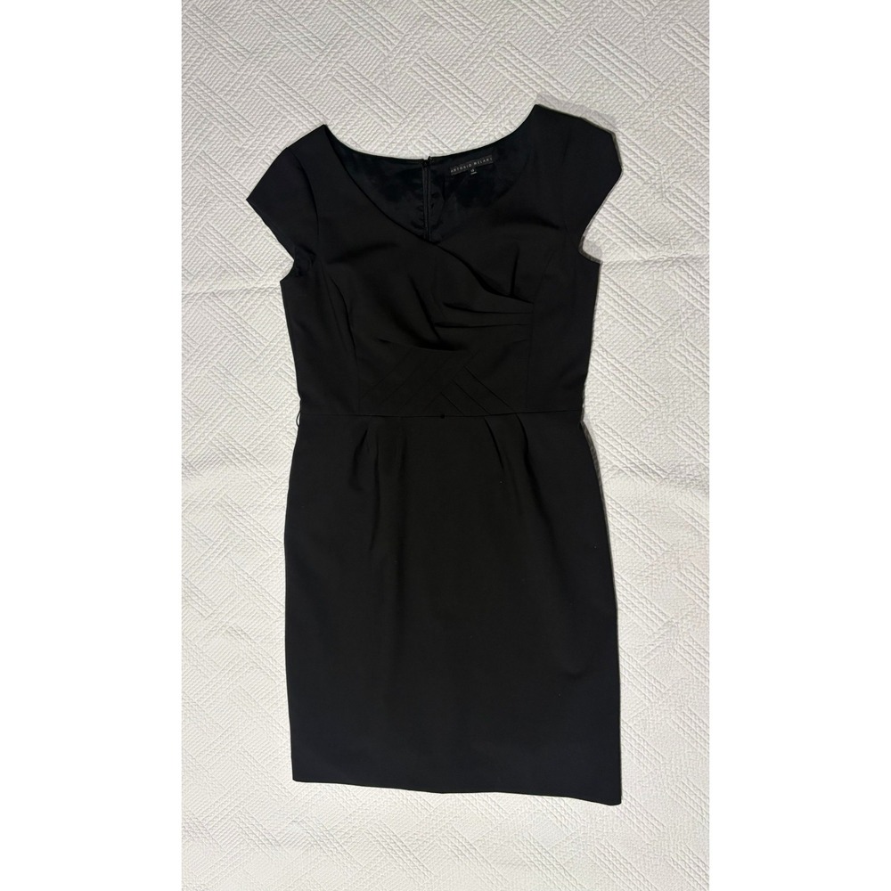 Antonio Melani Women's Black Dress Size 12 Classic Fitted Sheath Lined V Neck